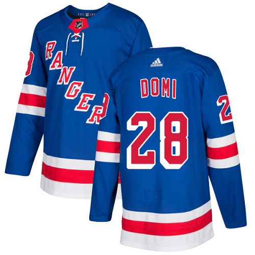 Adidas Men New York Rangers #28 Tie Domi Royal Blue Home Authentic Stitched NHL Jersey